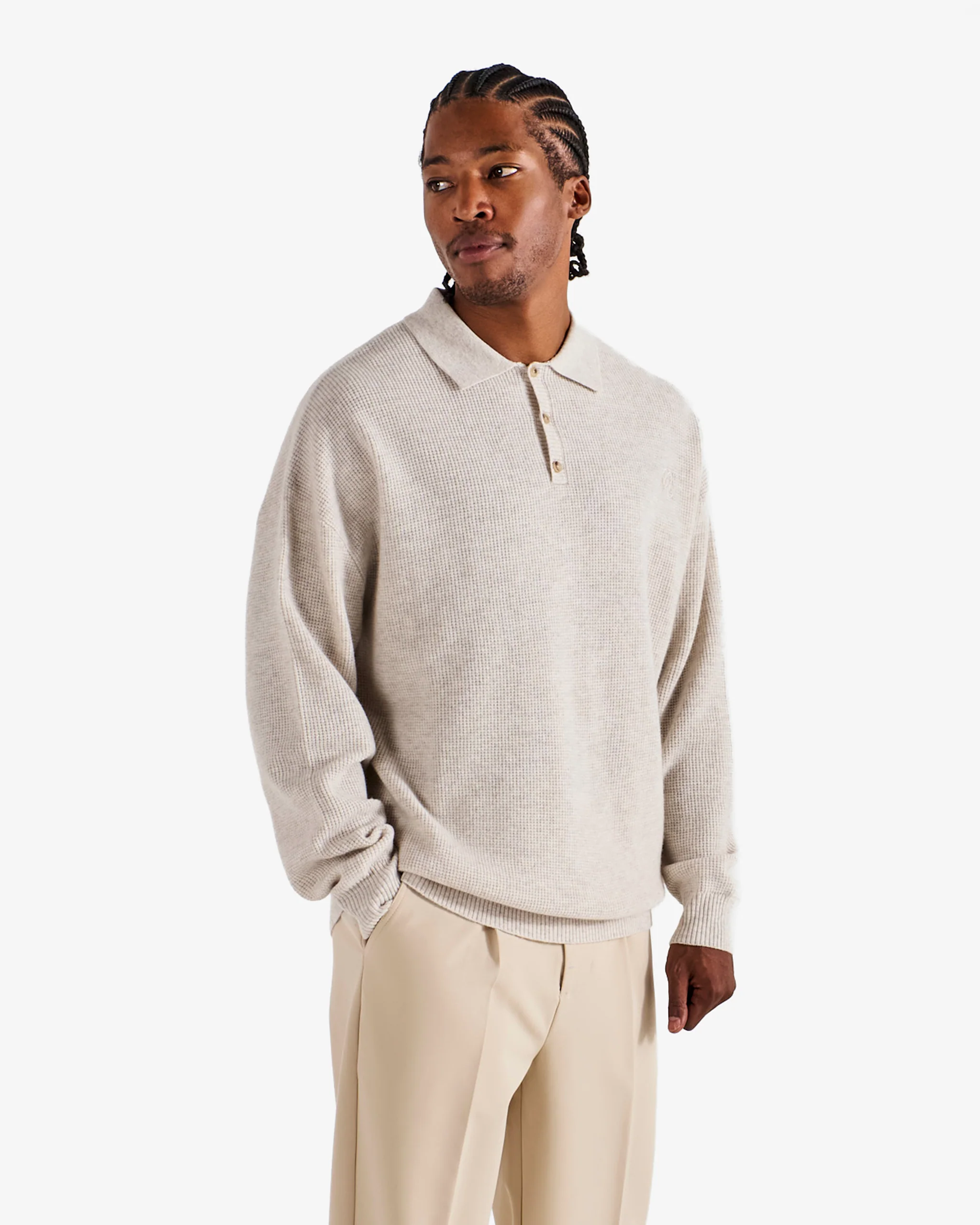 GAUGE WAFFLE KNIT POLO - Image 4