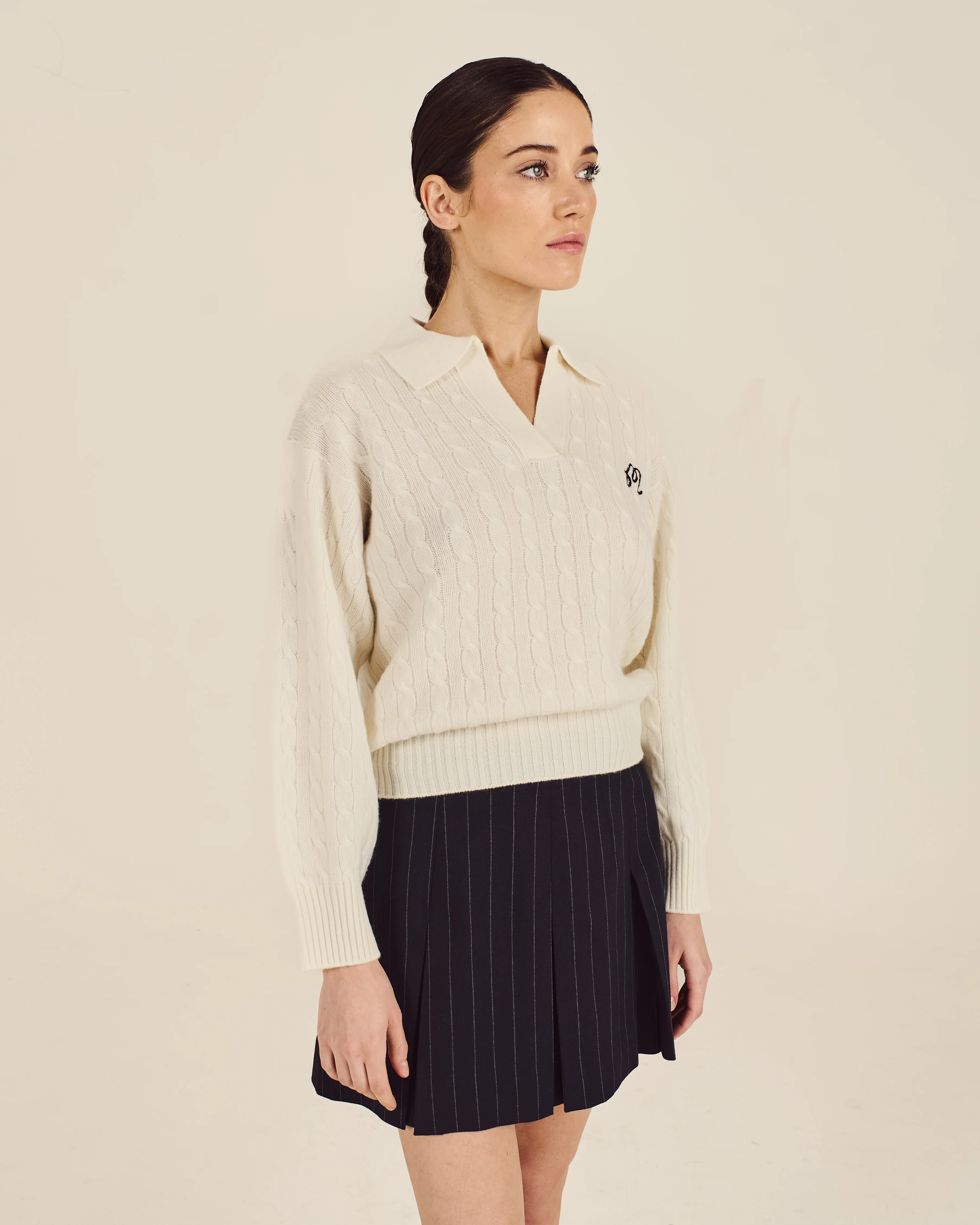 JOHNSTONS CROPPED CABLEKNIT SWEATER - Image 3