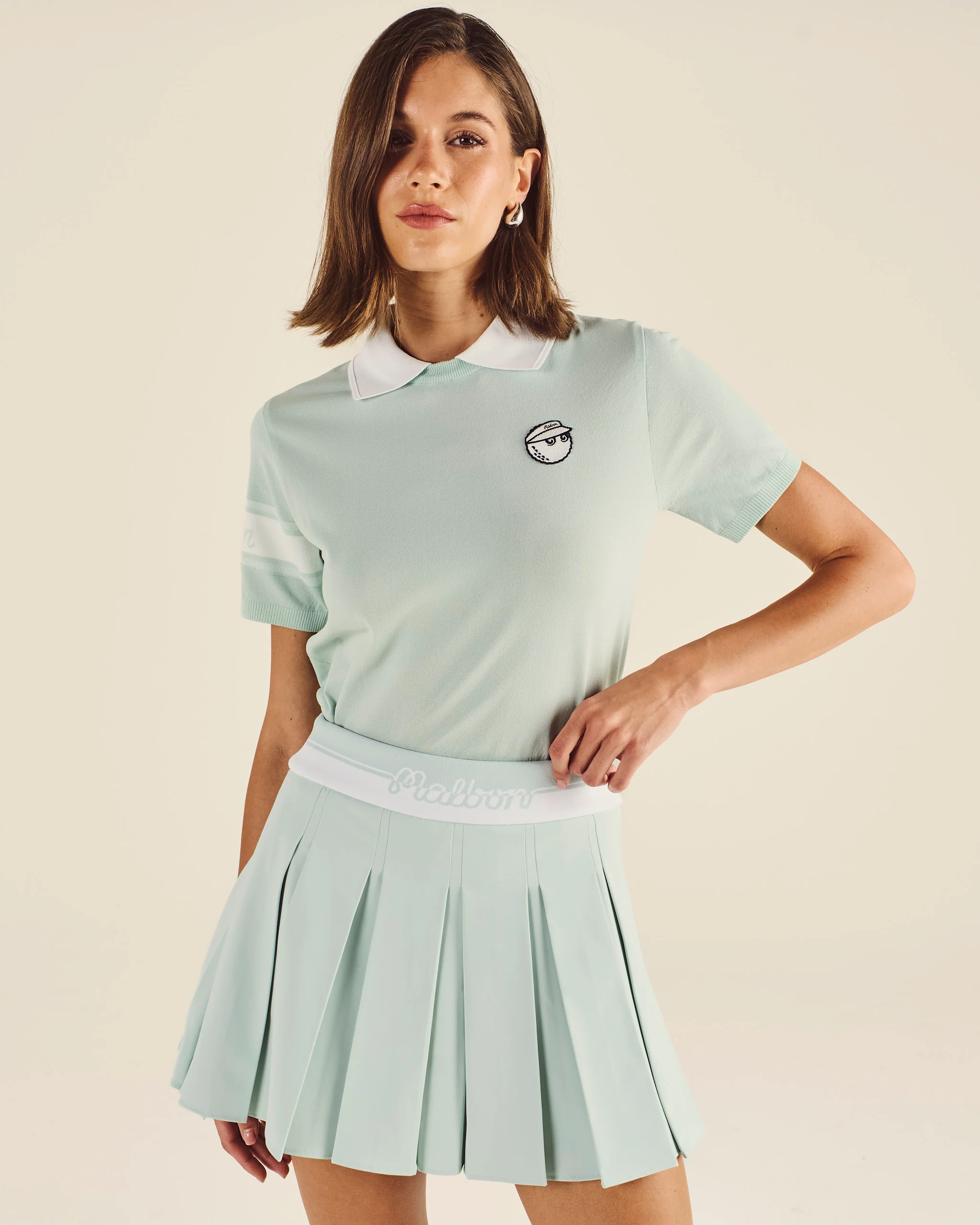 STUDIO SEOUL LOGO BANDING PLEATED SKIRT - Image 2