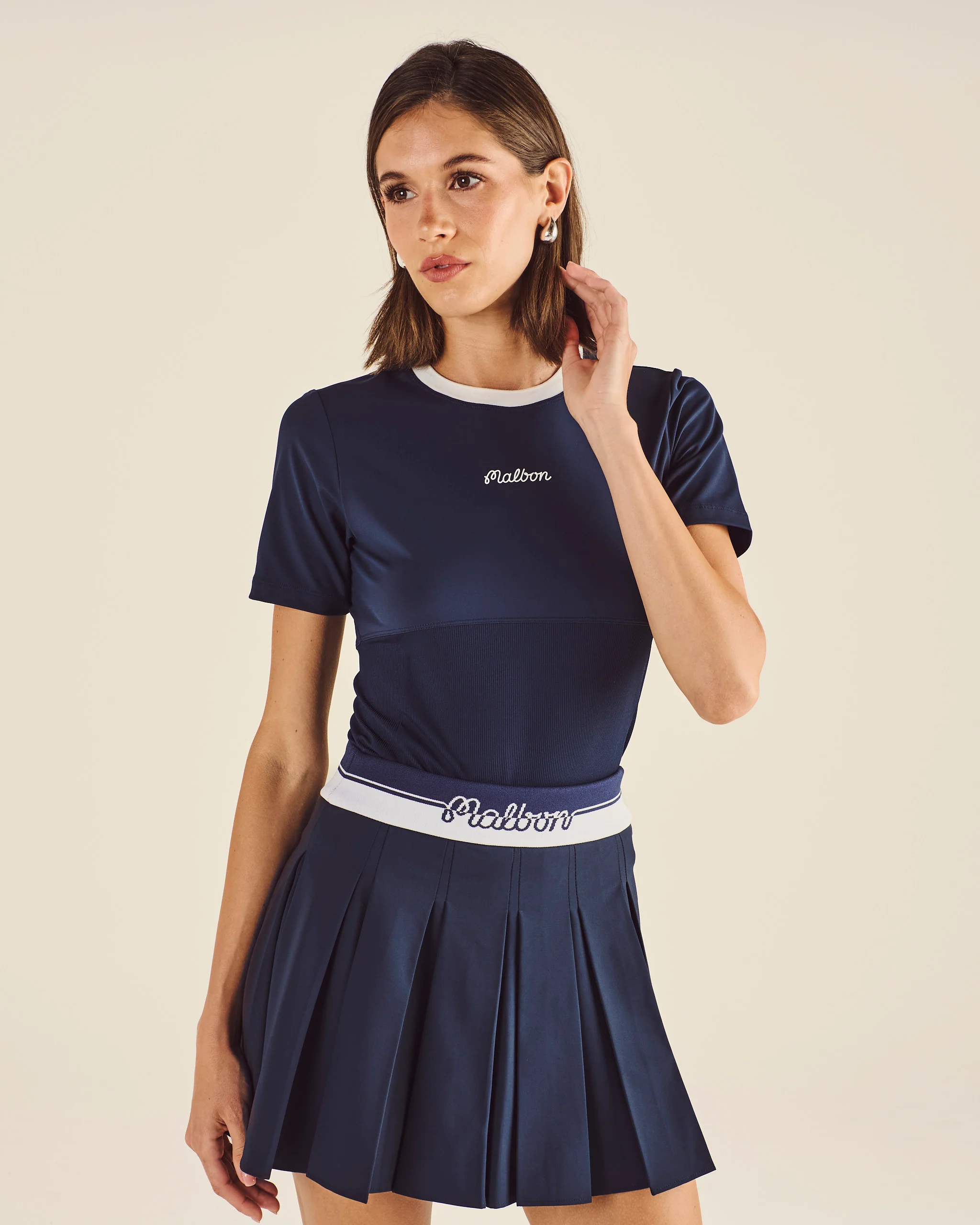 STUDIO SEOUL LOGO BANDING PLEATED SKIRT - Image 2